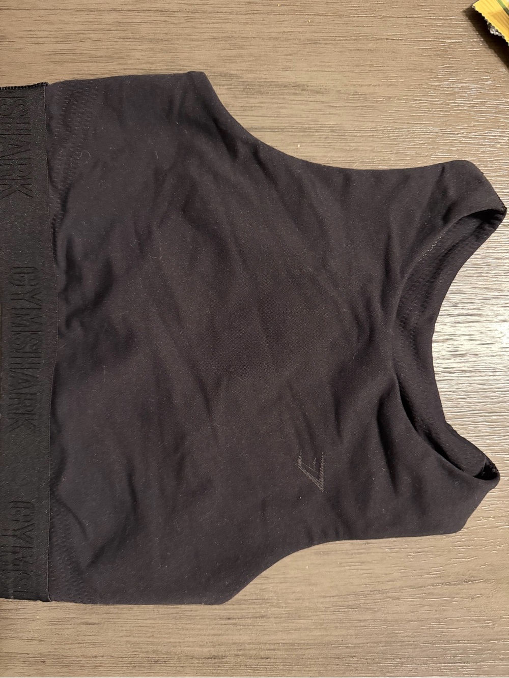 Gymshark Black Ribbed Elastic-Hem Cropped Sports Tank
